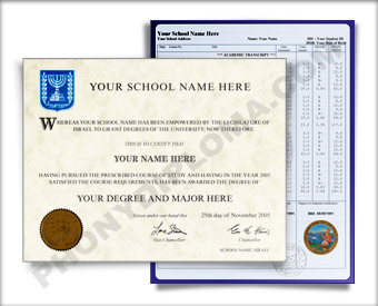 Fake Diploma and Transcripts from Israel University Israel D&T